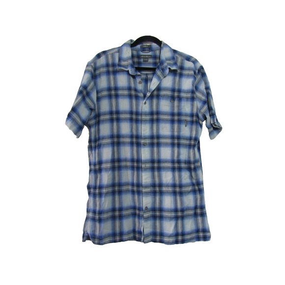 Eddie Bauer Classic Fit Blue Plaid Button Shirt Men's size TL Nautical - Picture 1 of 9